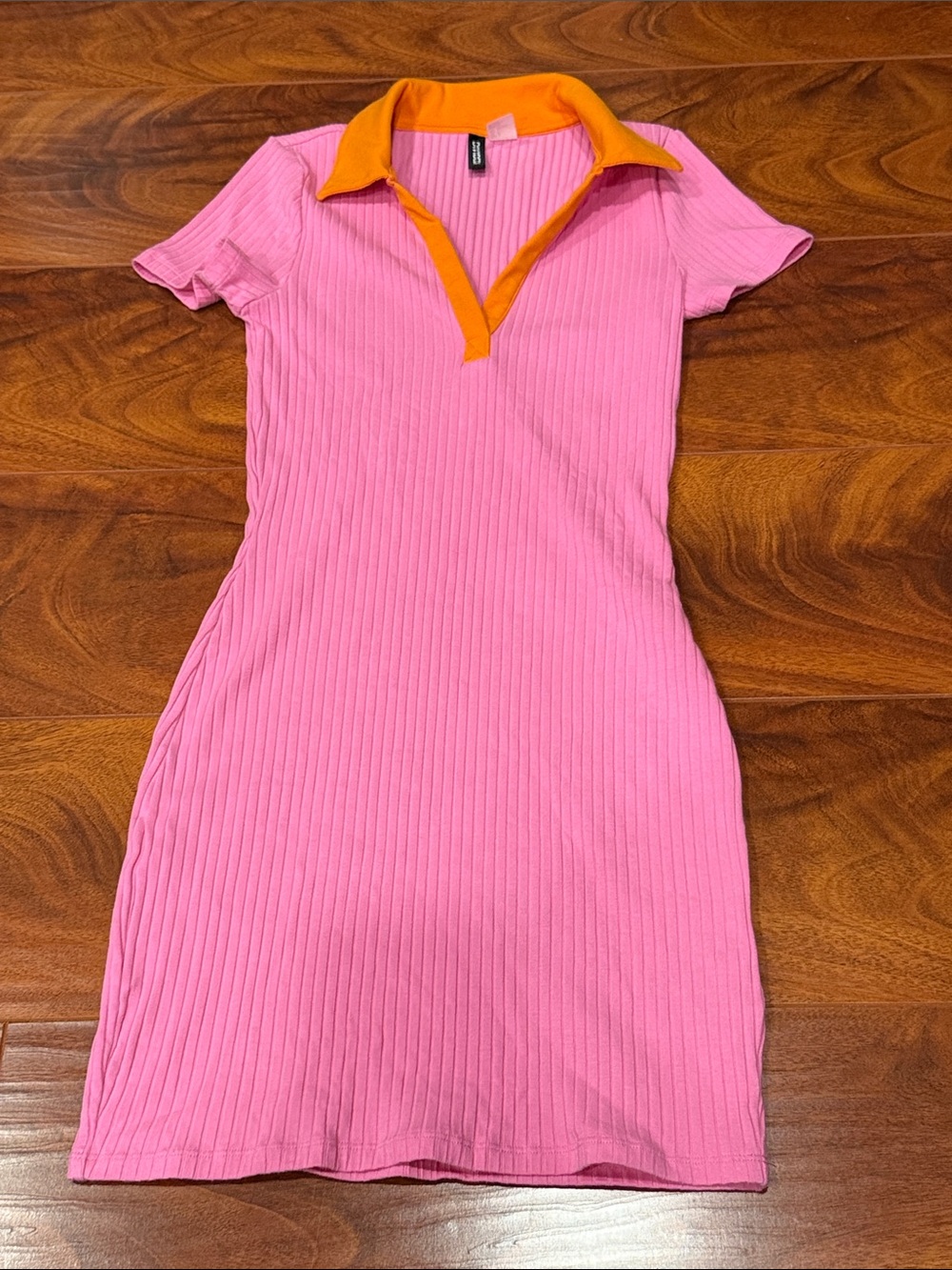 H&M Divided Pink Mini Dress with Orange Polo Collar